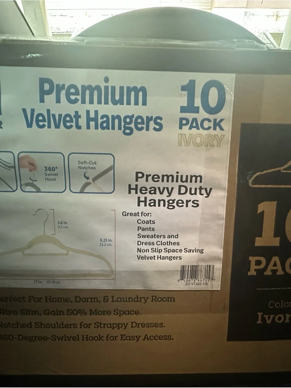 Zober Velvet Hangers in Ivory 10 pack